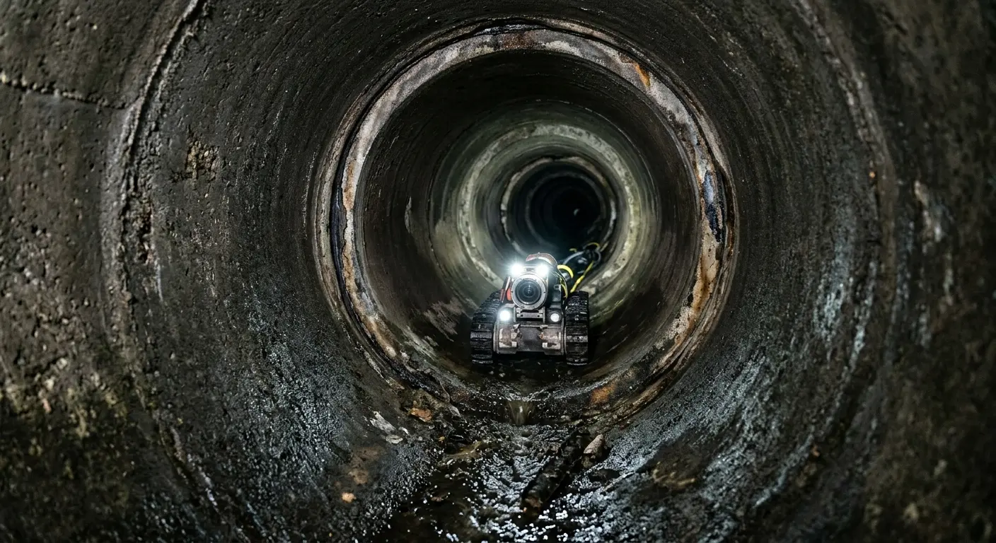 Robotic sewer camera inspecting pipe interior for Sewer Line Cleaning in Pueblo West